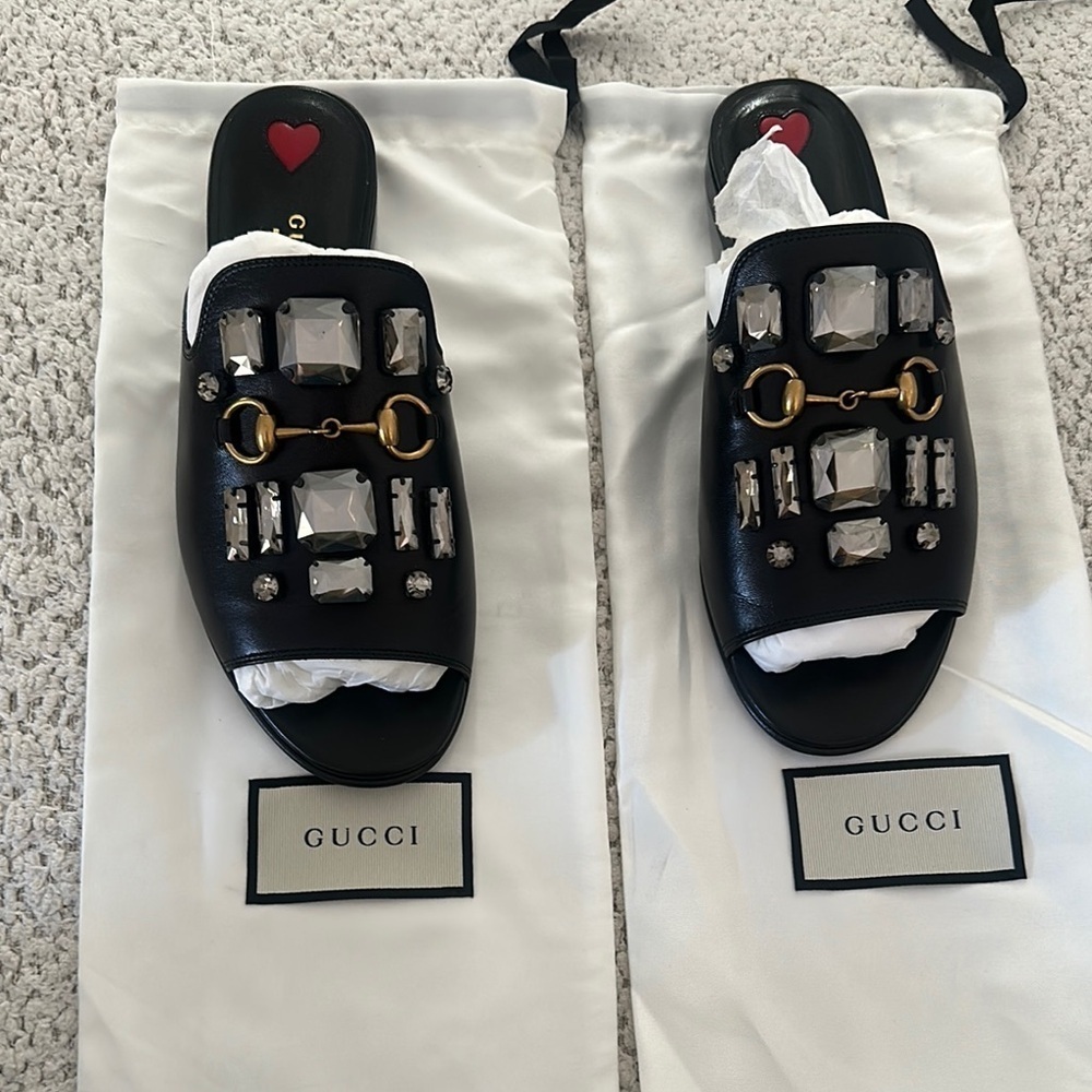 Gucci Horsebit Accent Leather Mules